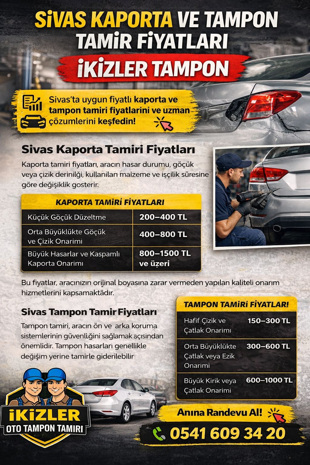 Sivas Kaporta ve Tampon Tamir Fiyatlar�